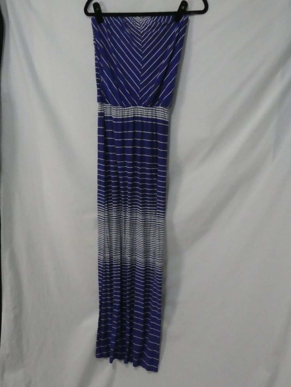 GEORGE Blue and White Striped Strapless Maxi Dress - Size Medium